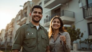 זוג צעיר עם מפתחות לדירה חדשה: הטבות דיור ומשכנתא למשרתי מילואים